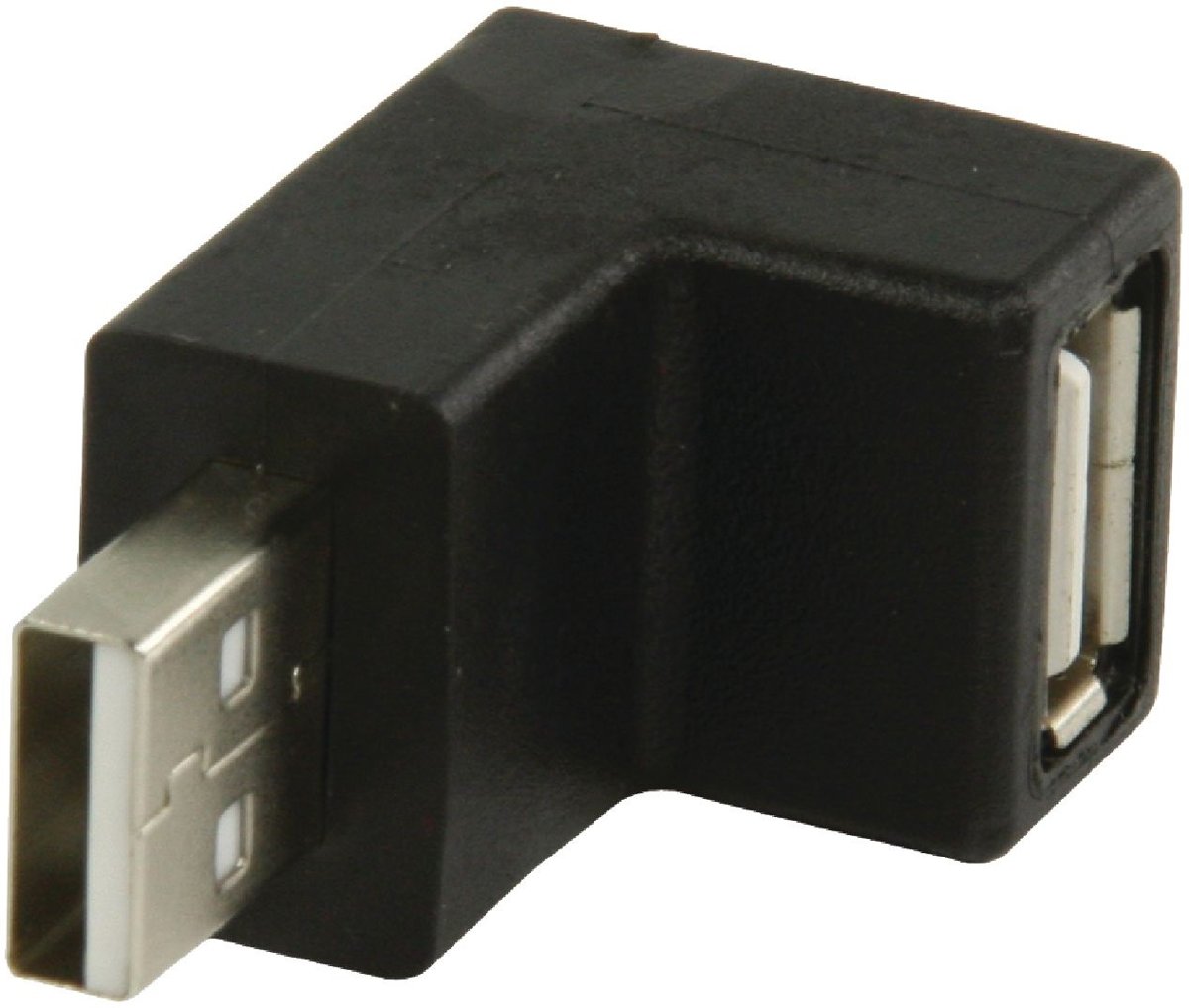 USB 2.0 Adapter | A Male - A Female | 90° Angled | Black